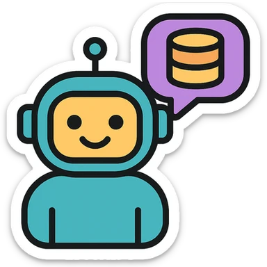 colored icon of an AI agent named NL2Cypher with a speech bubble and database symbol sticker