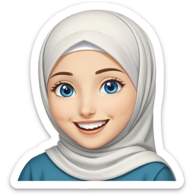 Turkish beautiful finish Konya girl blue eyes with hijab and islamic dress she’s laughing  sticker