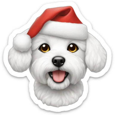 bichon dog-christmas hat sticker