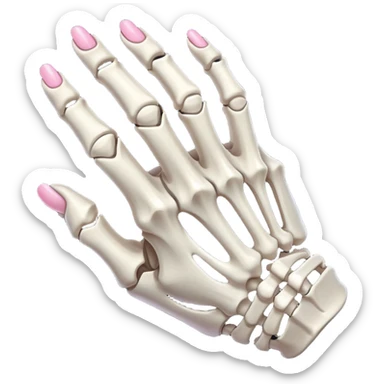 Skeleton hand with pinky and ring fingers folded inwards sticker