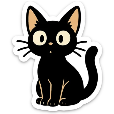 bold ghibli style icon of a cat sticker