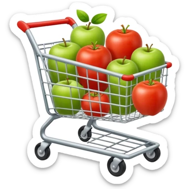 shopping cart full of healthy food sticker
