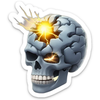 Super brain inside a skull with lightning coming out of it sticker