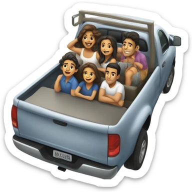 Hispanic people riding in a truck bed sticker