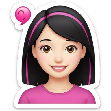 girl with black hair and pink streak by ear sticker