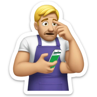 person facepalming wearing apron because ads are popping up on their phone sticker
