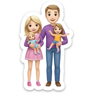 father and daughter playing doll full body sticker