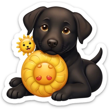 Black Labrador retriever mix sun basking sticker