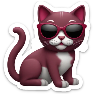 Cat with sunglasses in burgundy color sticker