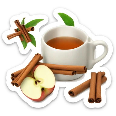 tea with apple and cinnamon sticks sticker