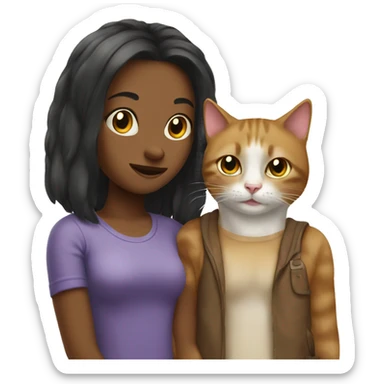 Cat with a girl sticker