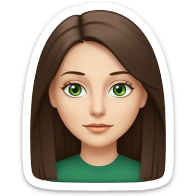 pretty woman in her 40s with green eyes and long straight ash-brown hair  sticker