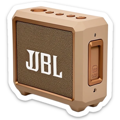 Desert camouflage JBL Go 4 speaker, tan and brown pattern, minimal design, simple form factor, portable audio device sticker