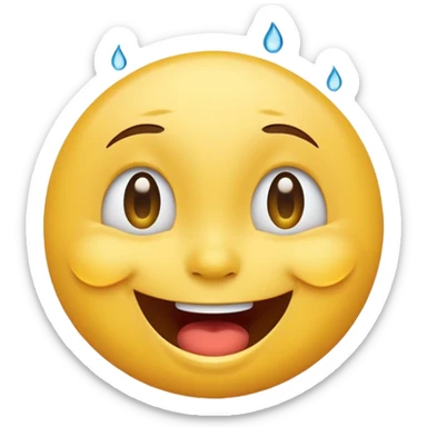 Emoji, yellow round laughing tilted head face with tears of fun sticker