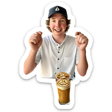 smiling boy at restaurant window sticker