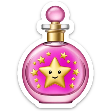 Create small pink perfume and Sol de janeiro inscriptions and small stars sticker