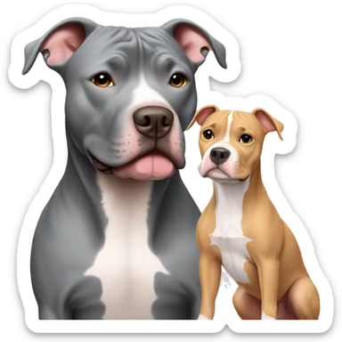 gray pitbull and tan pitbull sticker