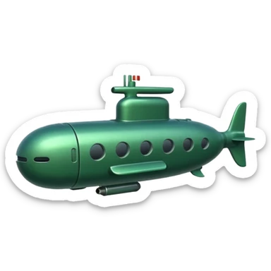 green mini single submarine in cartoon  sticker
