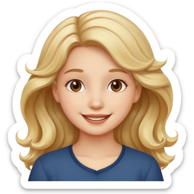 Now, the same girl but with a happy face please with light wavy hair sticker