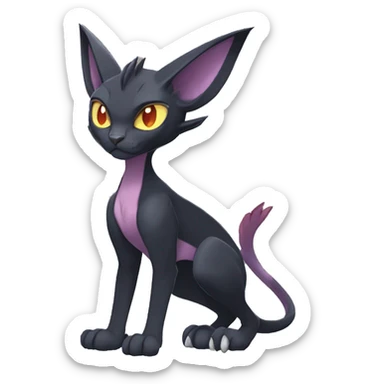Black edgy Noivern-Litten-Sphynx-Lykoi-Caracal-cat-Fakemon full-body sticker