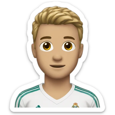 Real Madrid shirt, light hair, short head hair, 17 years old sticker