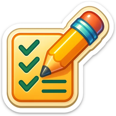 emoji style sticker of a pencil writing on a task list sticker
