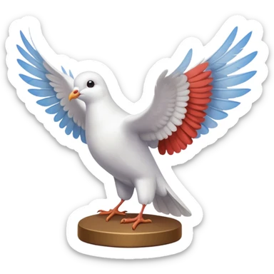white dove in training perch sticker