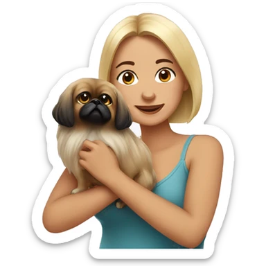 Women with Pekingese sticker