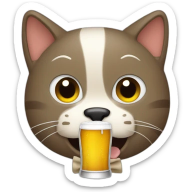 Un gato tomando cerveza  sticker