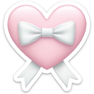 Pastel pink heart with white bow sticker