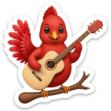Happy Cardinal bird with a guitar sticker