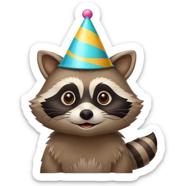 Raccoon with party hat sticker