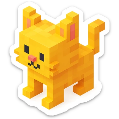 voxel style cat, isometric view sticker