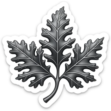 Black and silver filigree Oak leaf, 3D, extremely detailed design sticker