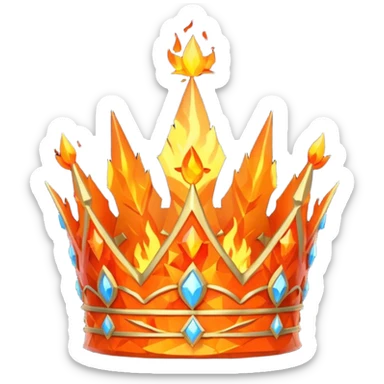 fantasy magic crown of fire and ash low poly sticker