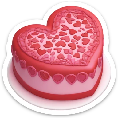 Red and pink extravagant heart shaped cake  sticker
