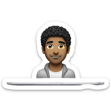 North African man with black hair on MacBook pro sticker