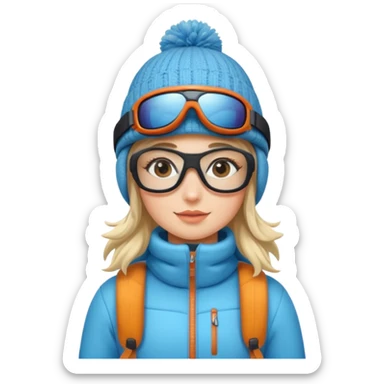 Winter clothes girl with skiing glasses potraiot  sticker