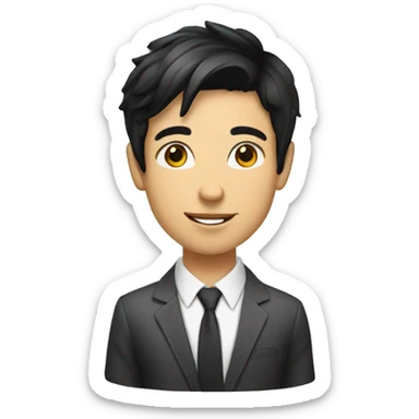 young sales person with black hair selling cars  sticker