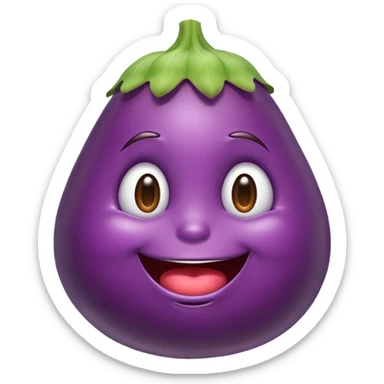 eggplant with a drooling face emoji sticker