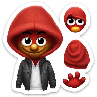 Thug-Life Gangster-style Hood-version of Elmo:
A small, red monster with a big heart and an infectious giggle. Elmo’s high-pitched voice, wide-eyed innocence, and love for learning make him a favorite among kids and adults alike. sticker