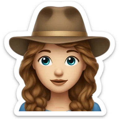 Russian girl bleu eye and long brown hair and Russian hat sticker