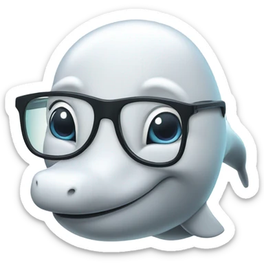 Smart white dolphin with glasses in profile sticker