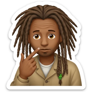 Black man with dreads wiping his nose with index finger sticker