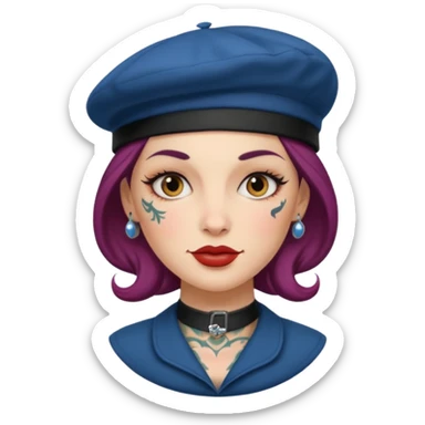 woman with tattooed faces wearing berets sticker