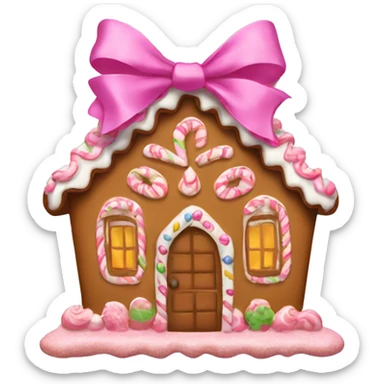 Gingerbread house with a pink bow  sticker