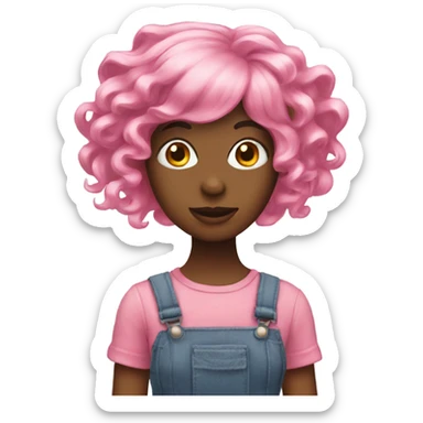 Pink wig girl sticker