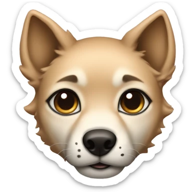 4 short legs a light brown puppy-like wolf with black ears sticker
