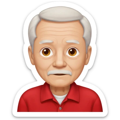 elderly man with red shirt sticker