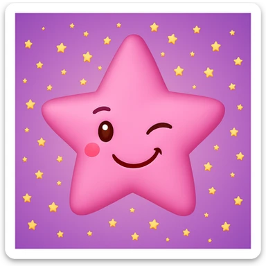 Make the pink star look even cuter with a winking face. Remove any faces from the yellow stars. Keep the purple background as is. sticker
